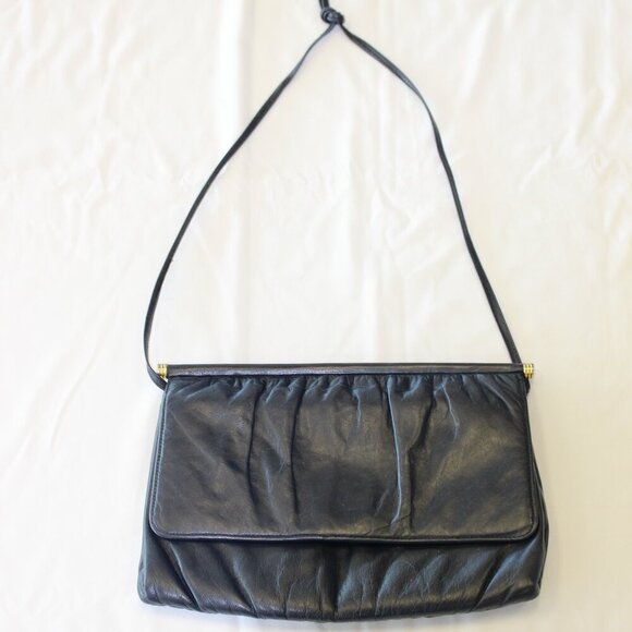 Vintage Mardane USA Navy Blue Leather Purse Handbag - Picture 1 of 10